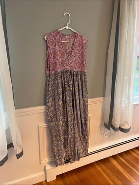 Boho Two-Tone Floral Maxi Dress with gorgeous colors and pattern.